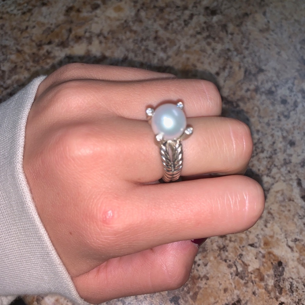 David Yurman Cable Pearl Ring with Diamonds